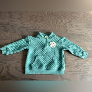 Grayson Mini Quilted Smiley Face Quarter Zip Jacket Green toddler size 5T